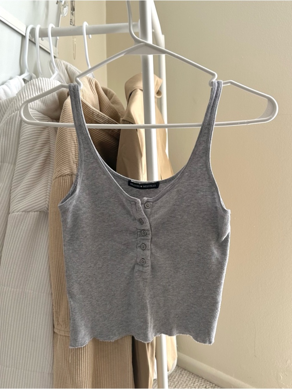 brandy melville gray henley tank top